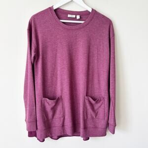 LOGO Lounge Lori Goldstein Tunic Size XXS Purple Oversized Relaxed Jersey Top